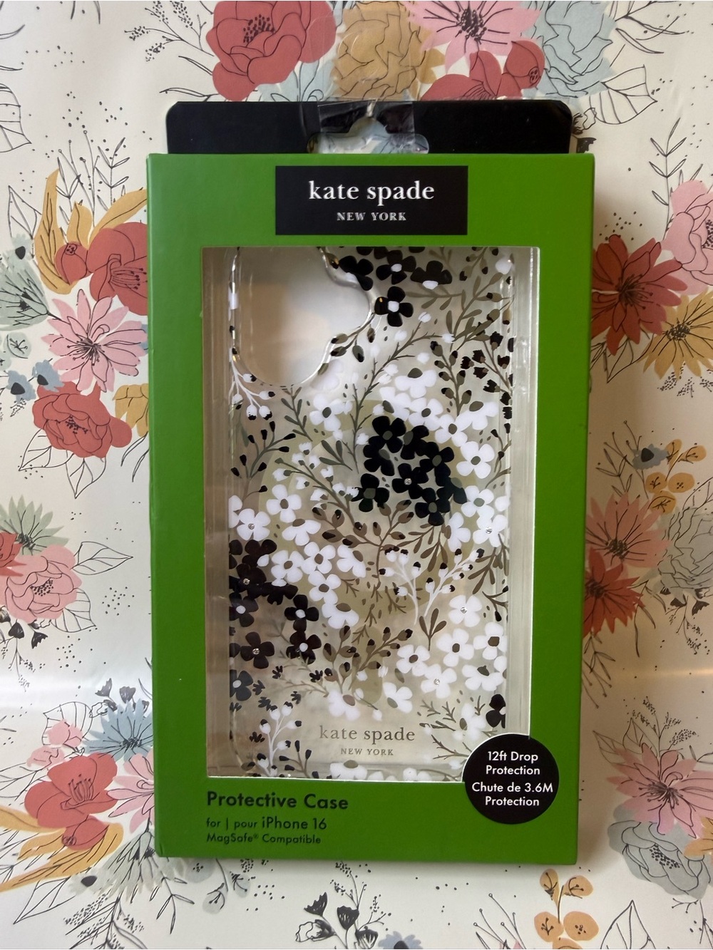 kate spade Floral Protective iPhone Case - White & Black